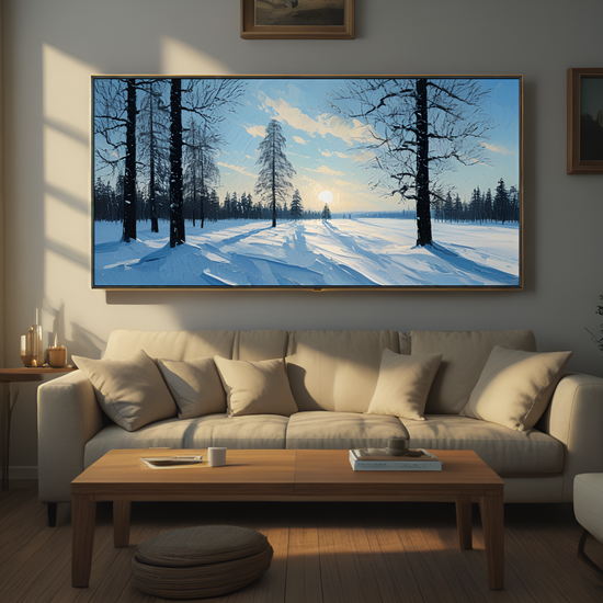 Sunlit Winter Forest Landscape