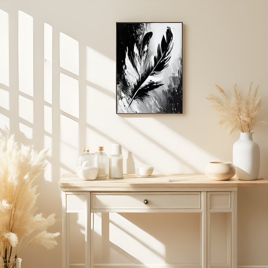 Ethereal Impressions: The Monochrome Feather