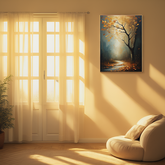 Autumn Reverie: The Enchanted Path Under the Golden Tree