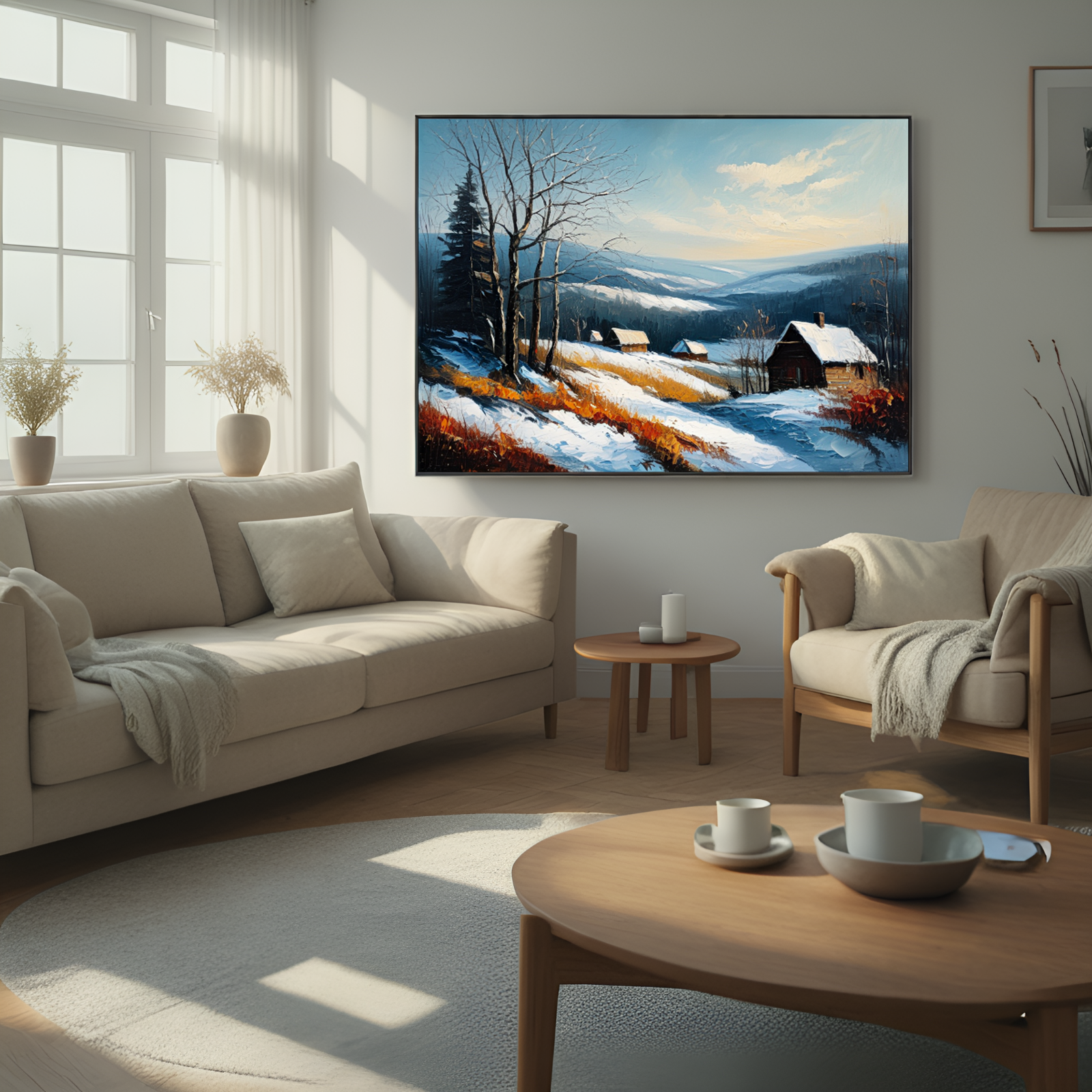 Winter Serenity in Rural Landscape