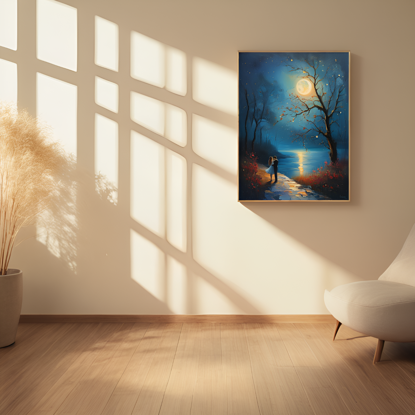 Moonlit Embrace by the Lakeside