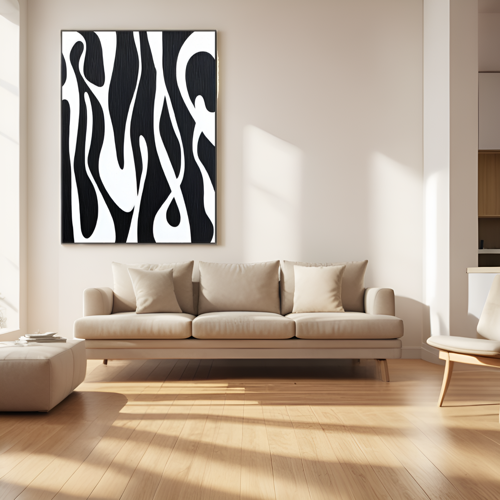 Fluid Forms in Monochrome: A Dynamic Abstract Composition