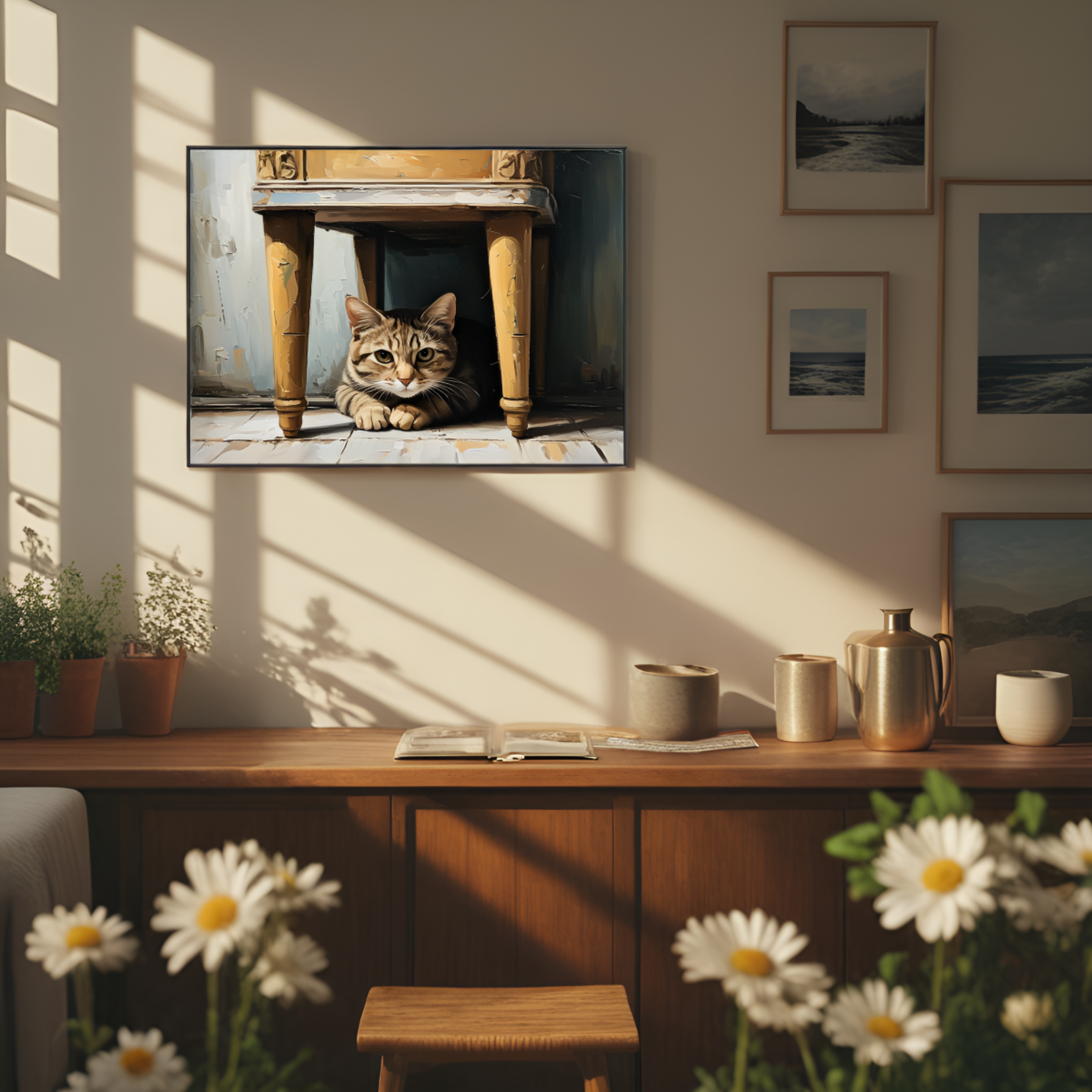 Tabby Cat in Hiding