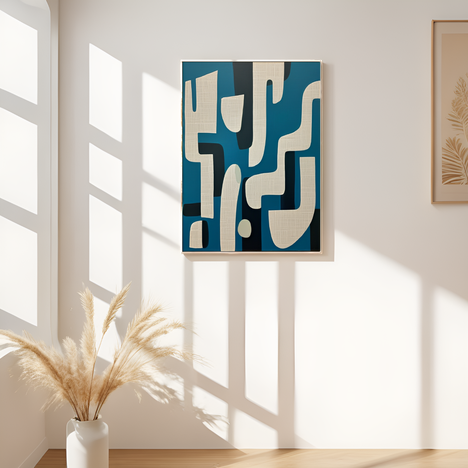 Geometric Reverie in Blue: The Dance of Shapes