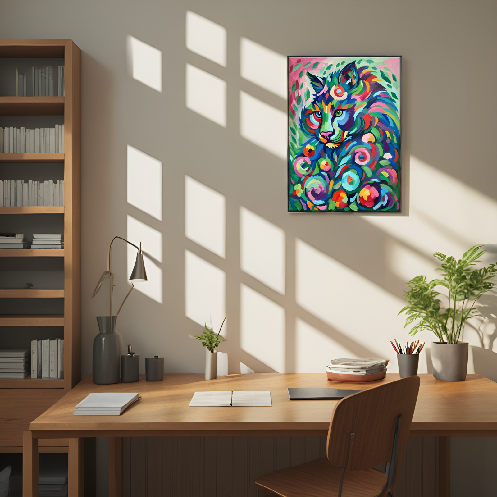 Chromatic Feline: A Whimsical Cat in a Kaleidoscope of Colors