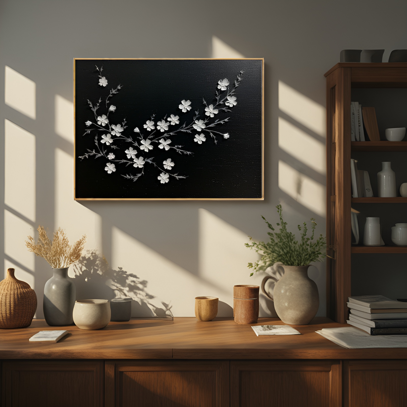 Ethereal Blossoms on Black