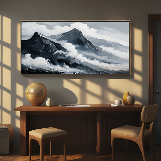 Mountain Peaks Enshrouded in Clouds