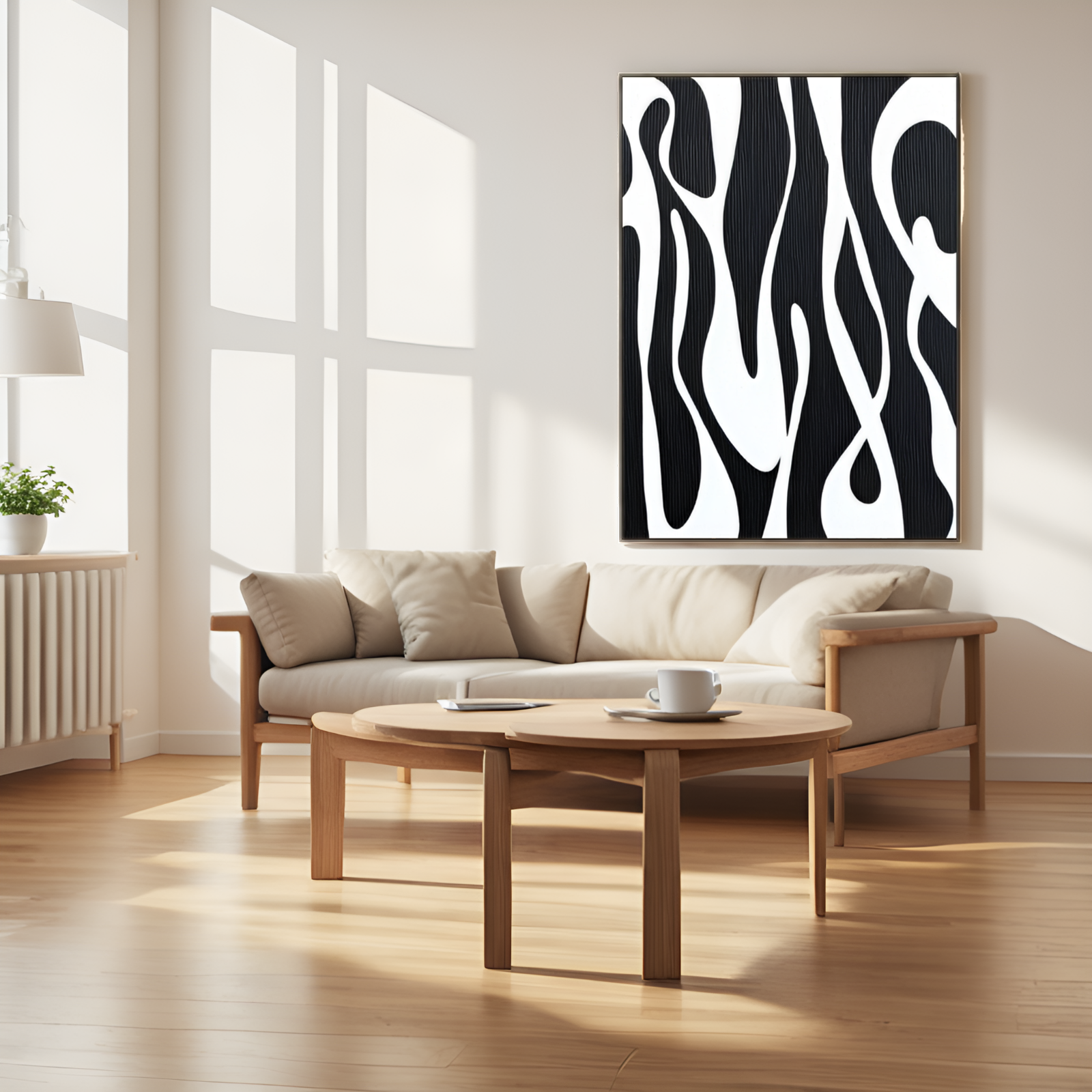 Fluid Forms in Monochrome: A Dynamic Abstract Composition