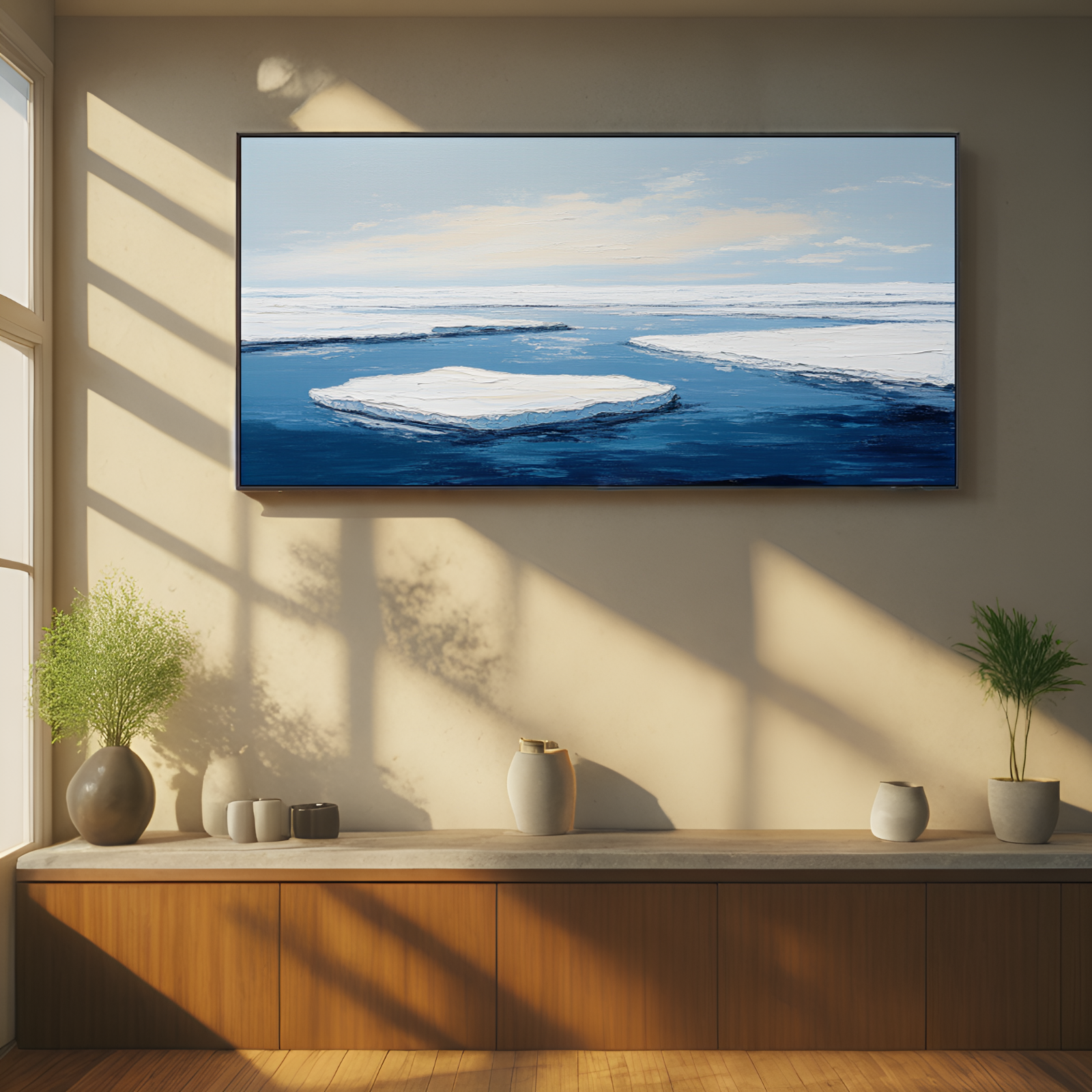 Serene Arctic Sea with Ice Floes