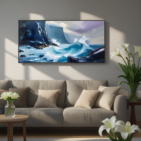 Tempestuous Sea against Rocky Cliffs