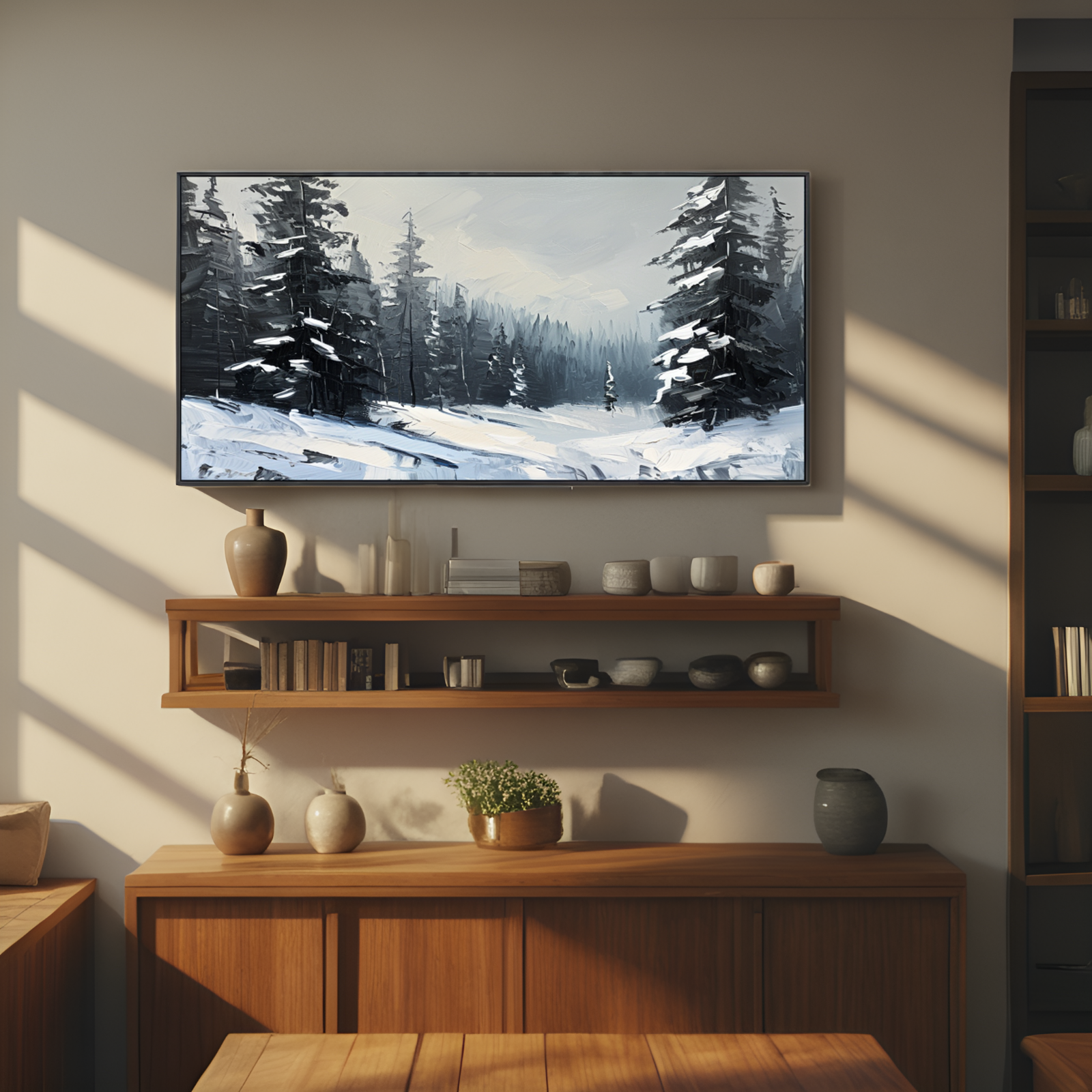 Snow - covered Pine Forest Landscape