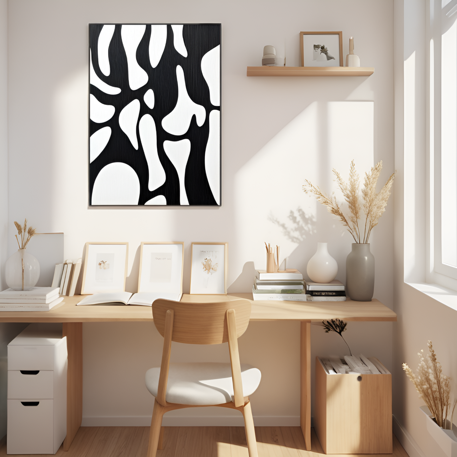 Abstraction entrelacée : la danse du noir et du blanc 