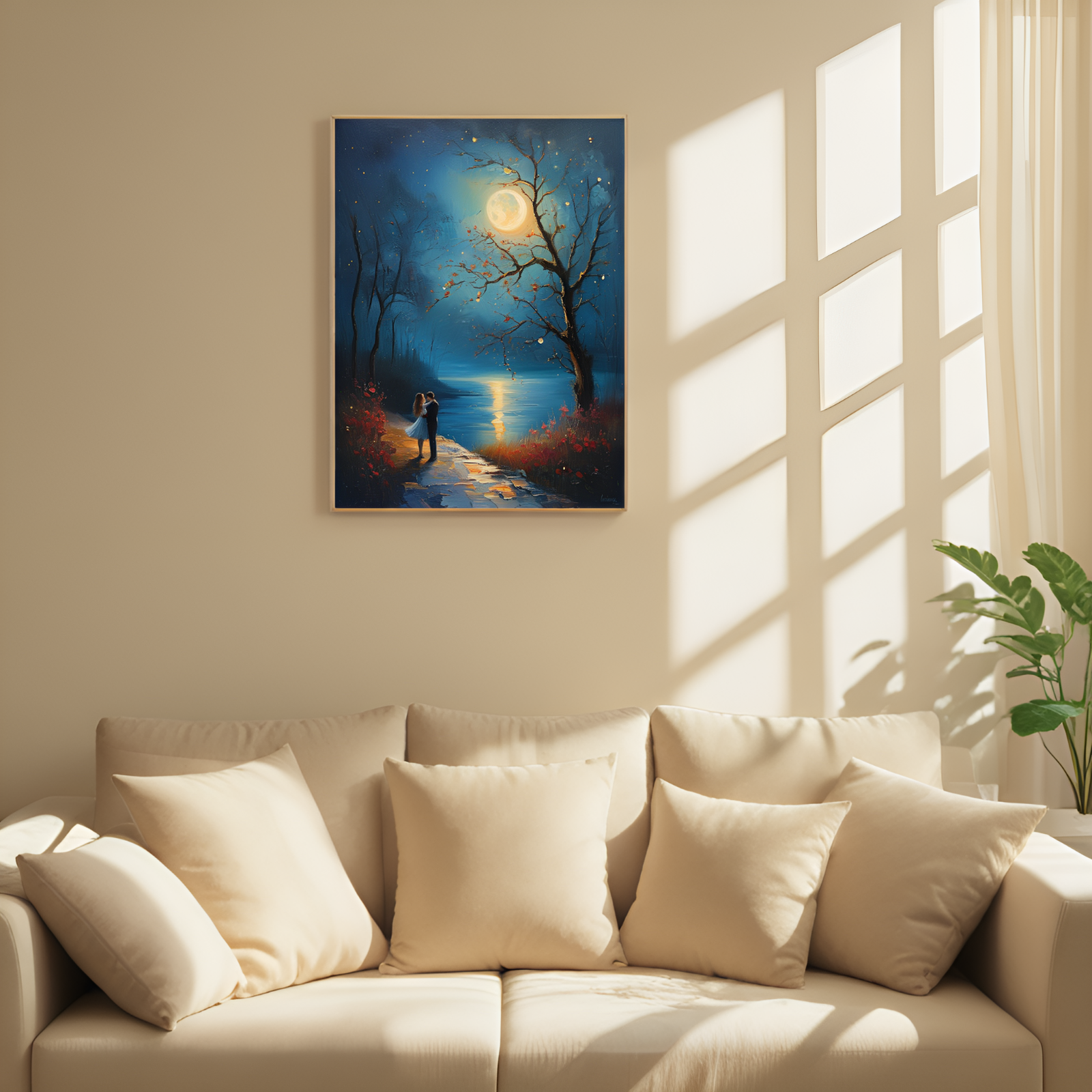 Moonlit Embrace by the Lakeside