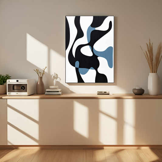 Fluid Abstraction: The Interplay of Shapes in Monochrome and Blue